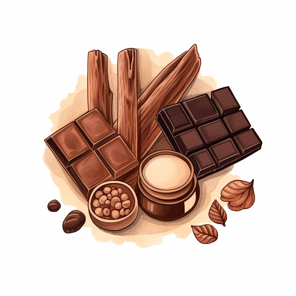 Illustration of various chocolate and desserts